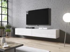 CAMA MEBLE Slide 200 tv stolík na stenu biela / biely lesk