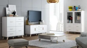 CAMA MEBLE Lotta 110 4D komoda biela / dub sonoma