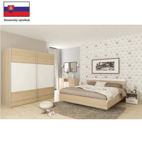 KONDELA Gabriela 160 posteľový rám dub sonoma / biela