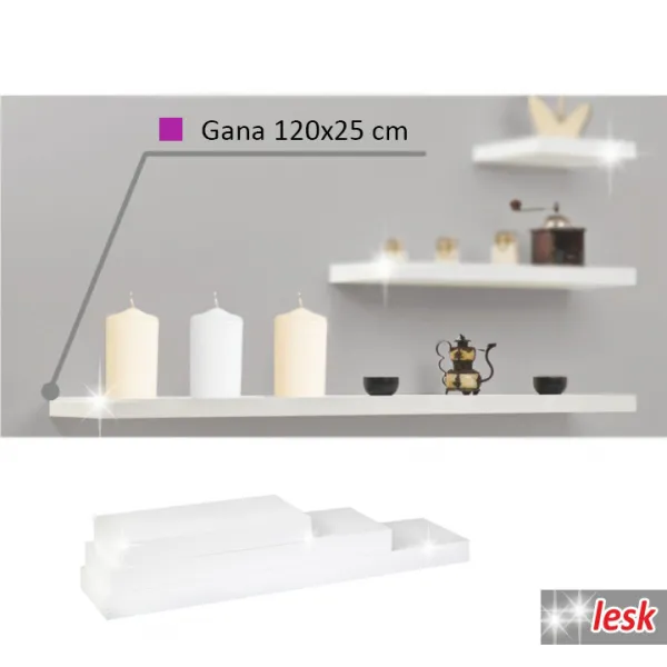 KONDELA Gana polica 120x25 cm biela