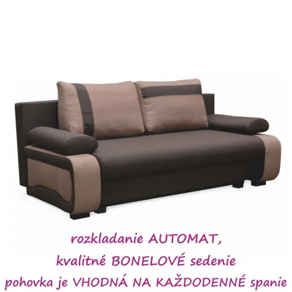 KONDELA Bolivia rozkladacia pohovka s úložným priestorom čokoládová / svetlohnedá