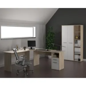 KONDELA Maurus MA32 New skrinka s regálom dub sonoma / biela