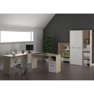 KONDELA Maurus MA32 New skrinka s regálom dub sonoma / biela