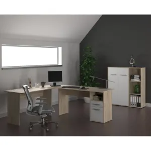 KONDELA Maurus MA32 New skrinka s regálom dub sonoma / biela