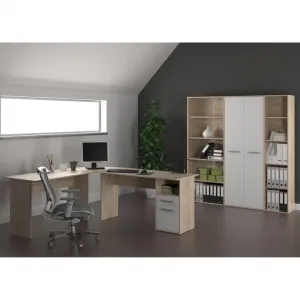 KONDELA Maurus MA32 New skrinka s regálom dub sonoma / biela