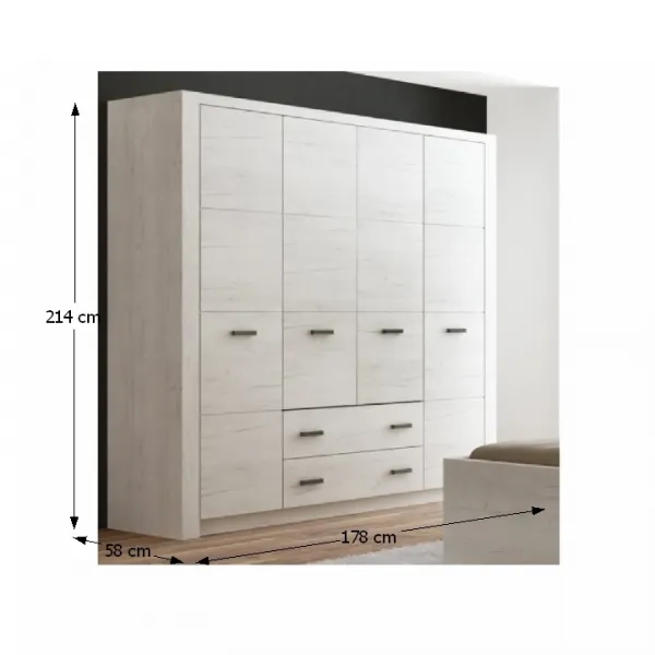 KONDELA Infinity 18 4D šatníková skriňa jaseň biely