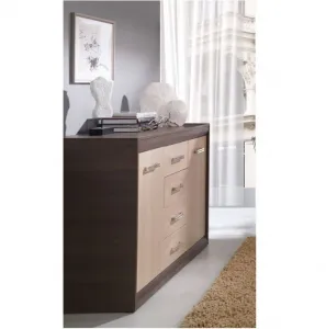 KONDELA Korina dvojdverová komoda dub jasný / dub tmavý