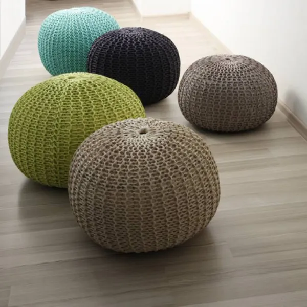 Pletený taburet GOBI TYP 2 Tempo Kondela Sivohnedá taupe