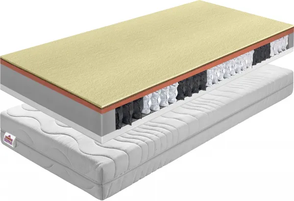 KONDELA BE Palmea New obojstranný taštičkový matrac 90x200 cm pružiny / plsť / PUR / latex-kokos doska / látka