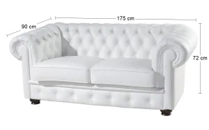 PYKA Chesterfield kožená dvojsedačka wenge / biela (White snow)