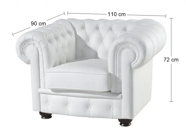 PYKA Chesterfield kožené kreslo wenge / biela (White snow)