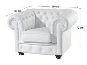PYKA Chesterfield kožené kreslo wenge / biela (White snow)