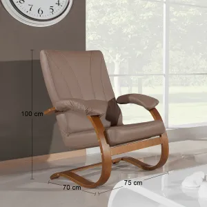 PYKA Galicja kožené kreslo drevo D3 / cappuccino