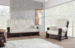 PYKA Cezar III kožená trojsedačka wenge / biela (White snow)