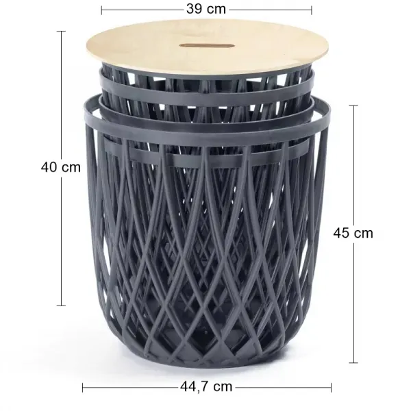 Prosperplast Sada univerzálnych košov QUBO 4+1 antracit