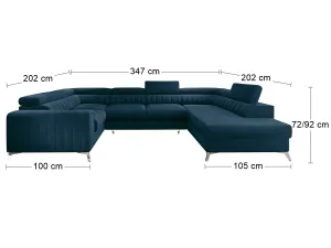 Eltap Rohová rozkládací sedací souprava LOUIS 347 cm Nube 40 tmavě modrá levá