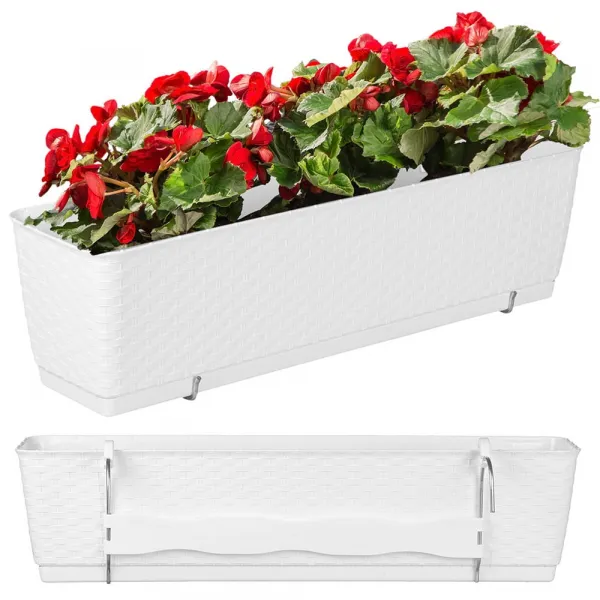 Prosperplast Truhlík s háčikmi TEZIR biely, varianta 59 cm