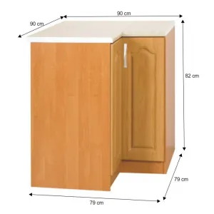 KONDELA Lora MDF New S90/90 P dolná rohová kuchynská skrinka jelša