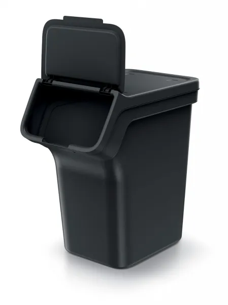 Prosperplast Sada 3 odpadkových košů STACKBOXER Q 3 x 20 L černá