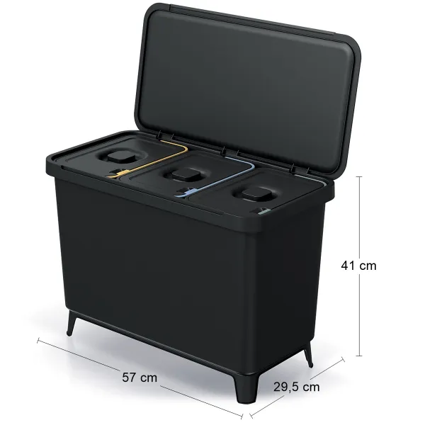 Prosperplast Odpadkový koš SYSTEMO 3x10 L černý