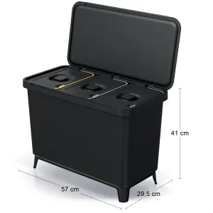 Prosperplast Odpadkový koš SYSTEMO 3x10 L černý