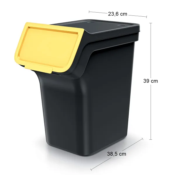 Prosperplast Sada 3 odpadkových košů STACKBOXER Q 3 x 20 L černá