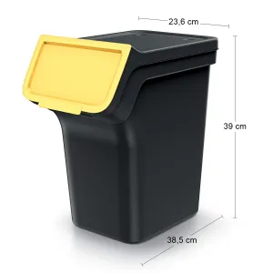 Prosperplast Sada 3 odpadkových košů STACKBOXER Q 3 x 20 L černá