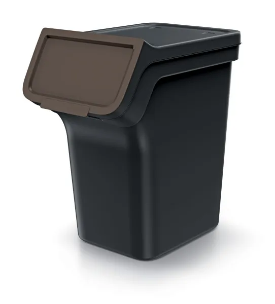 Prosperplast Sada 4 odpadkových košů STACKBOXER Q 4 x 20 L černá