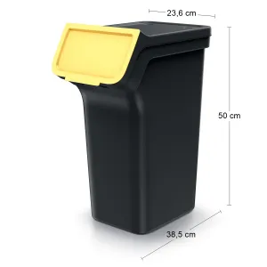 Prosperplast Sada 3 odpadkových košů STACKBOXER Q 3 x 25 L černá