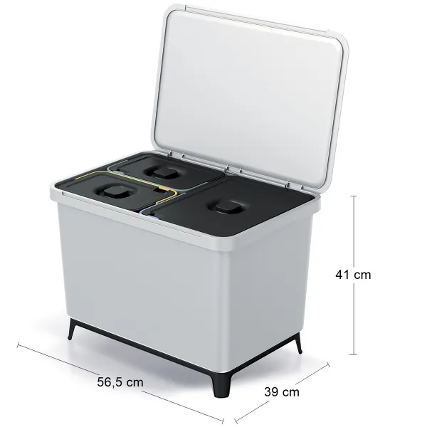 Prosperplast Odpadkový kôš SYSTEMO 2x10 L + 23 L svetlo šedý