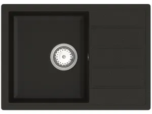 NABBI Eden ENB 02-62 granitový kuchynský drez so sifónom 61x43,5 cm čierna