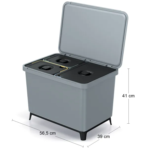 Prosperplast Odpadkový kôš SYSTEMO 2x10 L + 23 L sivý