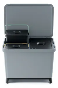 Prosperplast Odpadkový kôš SYSTEMO 2x10 L + 23 L sivý