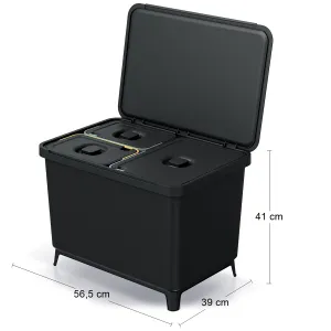 Prosperplast Odpadkový kôš SYSTEMO 2x10 L + 23 L čierny