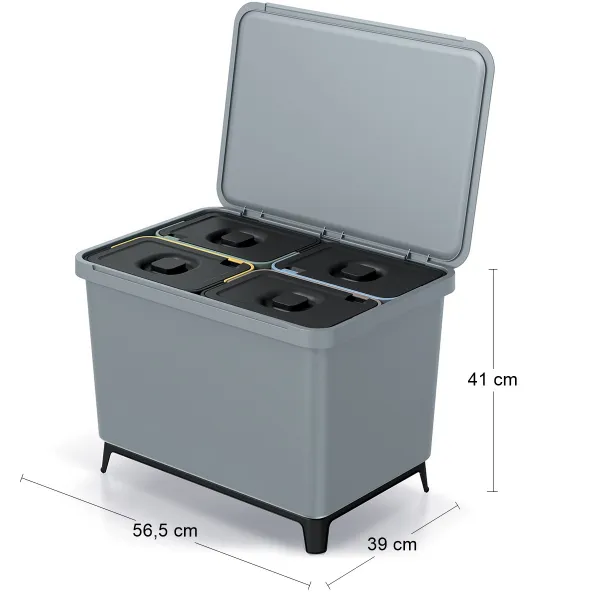 Prosperplast Odpadkový kôš SYSTEMO 4x10 L sivý