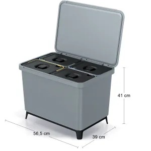 Prosperplast Odpadkový kôš SYSTEMO 4x10 L sivý
