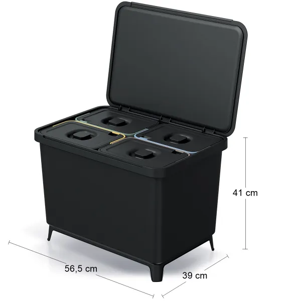 Prosperplast Odpadkový kôš SYSTEMO 4x10 L čierny