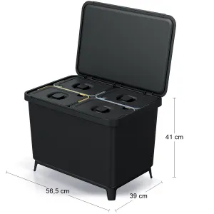 Prosperplast Odpadkový kôš SYSTEMO 4x10 L čierny