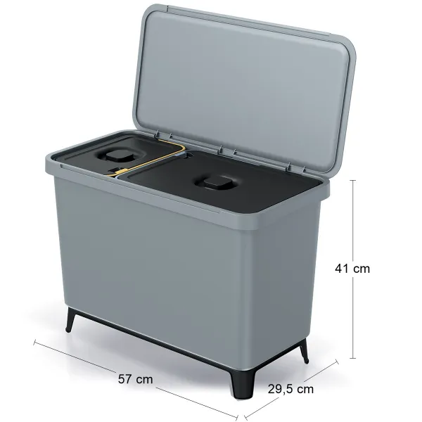 Prosperplast Odpadkový kôš SYSTEMO 10 L + 23 L sivý