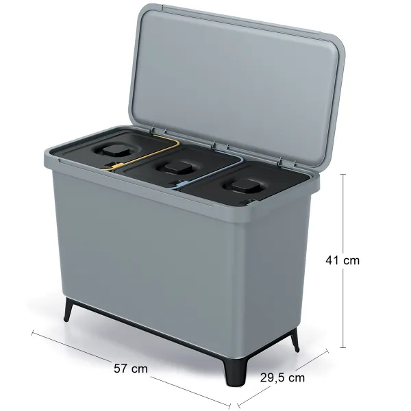 Prosperplast Odpadkový kôš SYSTEMO 3x10 L šedý