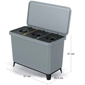 Prosperplast Odpadkový kôš SYSTEMO 3x10 L šedý