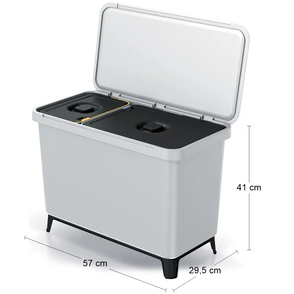 Prosperplast Odpadkový kôš SYSTEMO 10 L + 23 L svetlo šedý