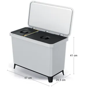 Prosperplast Odpadkový kôš SYSTEMO 10 L + 23 L svetlo šedý