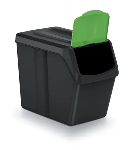 Prosperplast Súprava 3 odpadkových košov Soorti na triedený odpad 3 x 20 l čierna