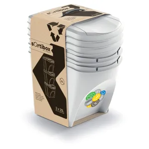 Odpadkový kôš Nabbi Sortibox 3x25 l popolavý