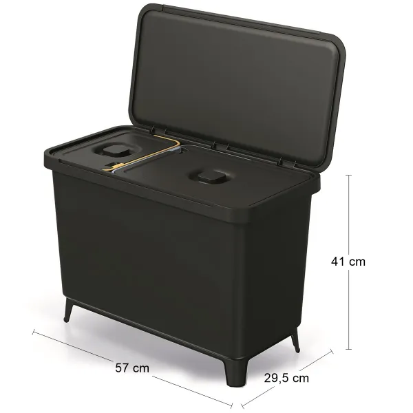 Prosperplast Odpadkový kôš SYSTEMO 10 L + 23 L čierny
