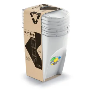 Kôš na triedený odpad Sortibox 35 l, 3 ks​, popolavo sivá