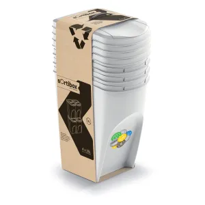 Prosperplast Sada 4 odpadkových košov Soorti na triedený odpad 4 x 35 l biela