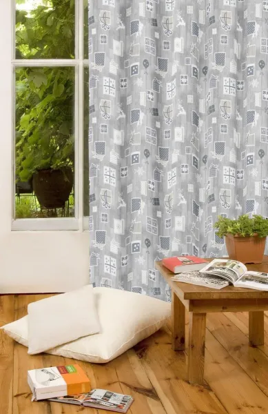 Záves dekoračná, OXY Vianoční romance, sivá, 150 cm 150 cm