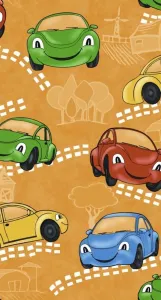 Zatemňovací dekoračný záves alebo látka, Zatemňovací Blackout Autička, okrová, 150 cm 150 cm
